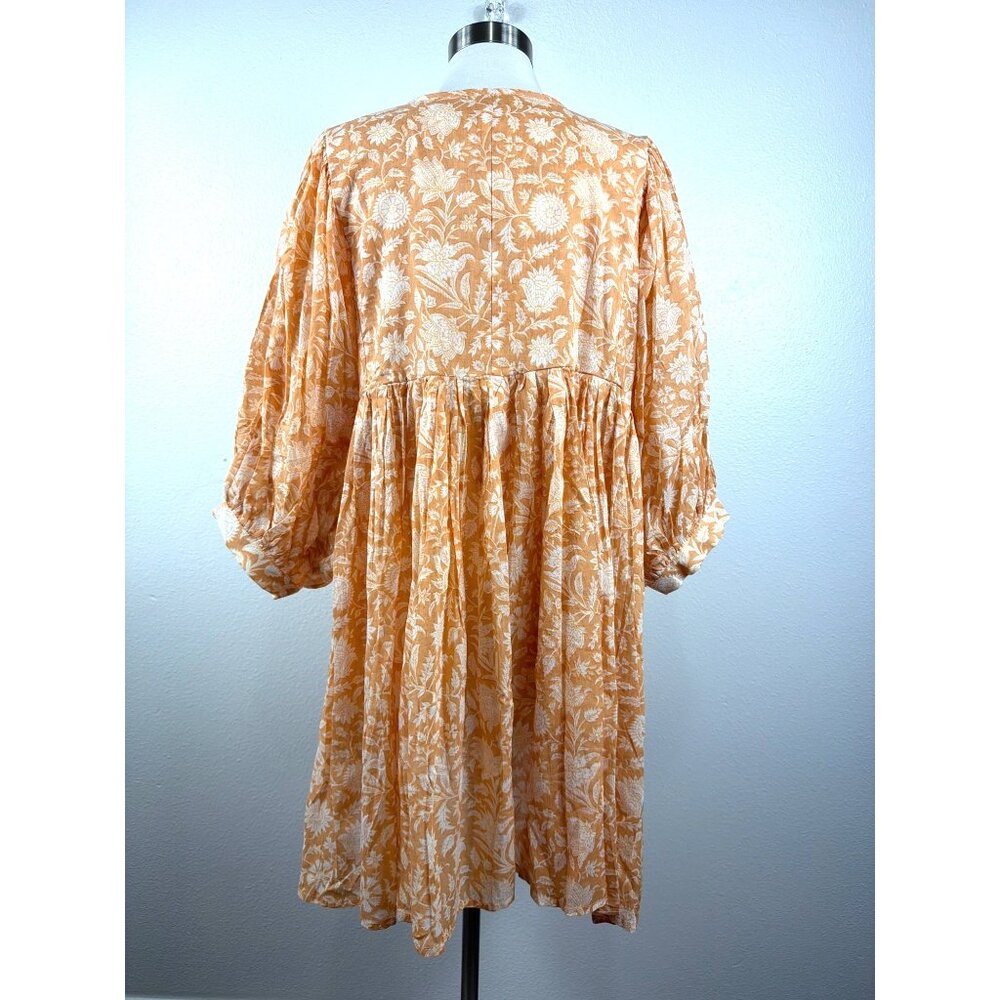 Daughter of India Kyra Mini Dress Tangerine Floral XL Boho Cotton NWOT - Picture 4 of 16